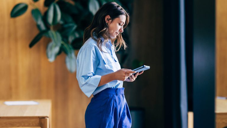 Egen team member using a tablet